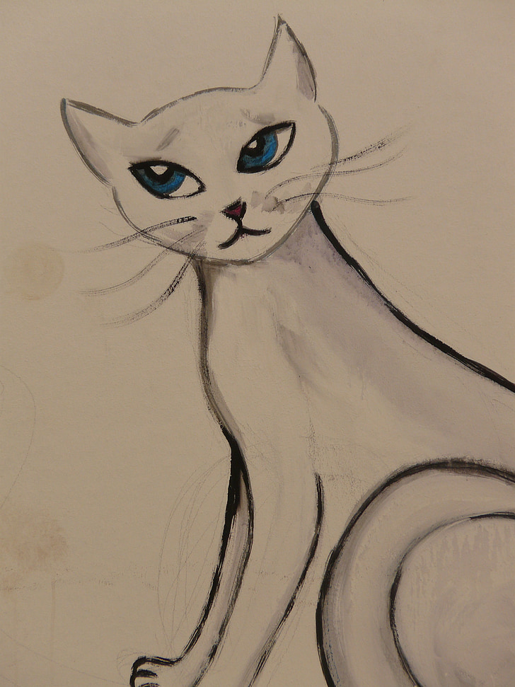 cat, drawing, image, painting, animal, graffiti