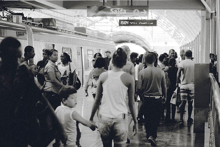 people walking on subway