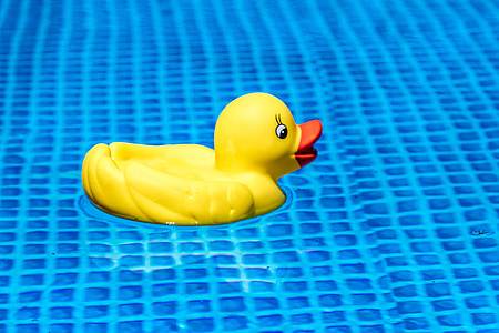 yellow rubber ducky floating on clear water