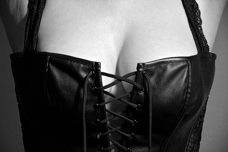 black leather lace-up corset