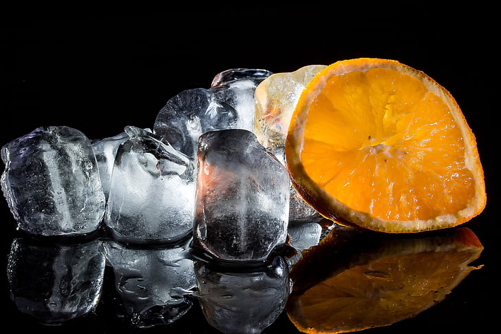 photo of lemon and ice cubes