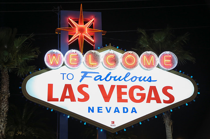 white and red Las Vegas Nevada LED signage