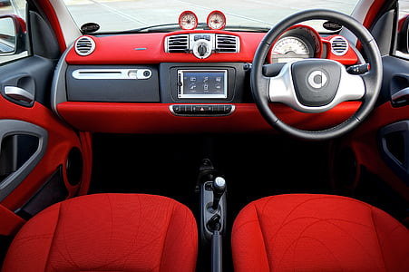 red and gray vehicle interior