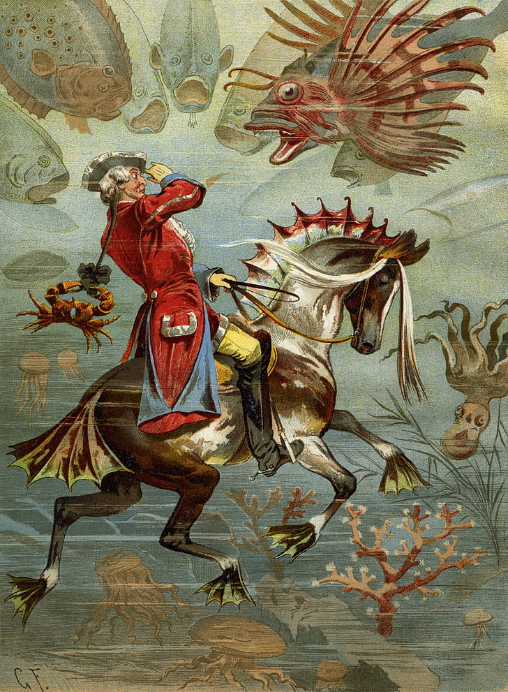 man riding on horse illustration