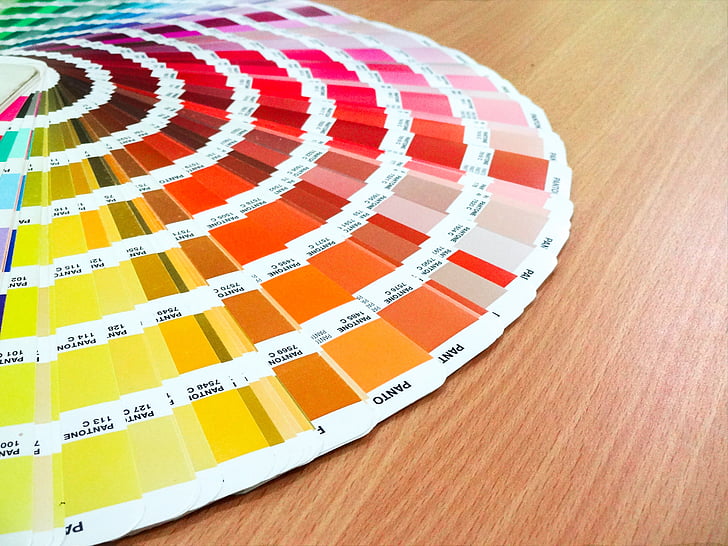 color chart on brown wooden table