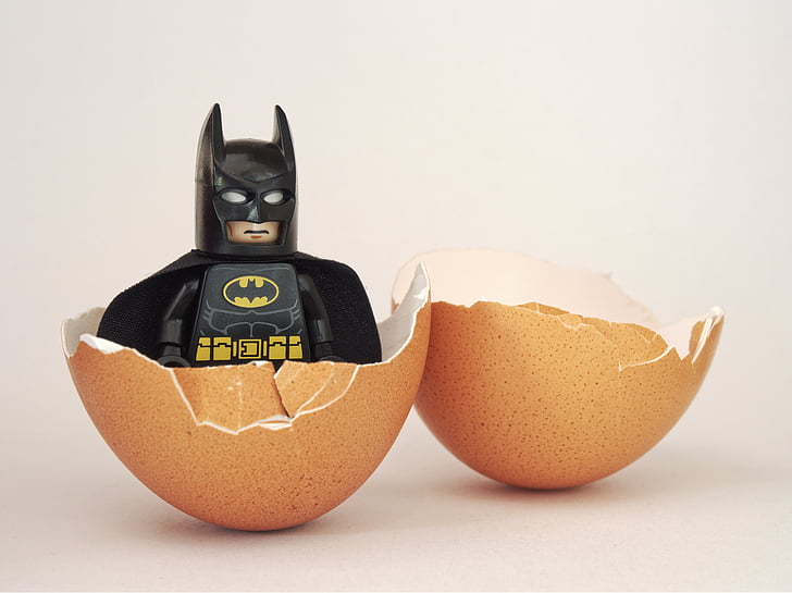 LEGO batman with brown egg