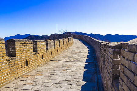 Great Wall of China under blue sky
