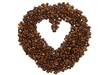 coffee beans arranged in heart shape