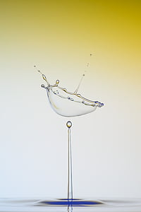water drop on yellow background