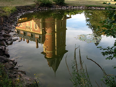 reflection of castle on water