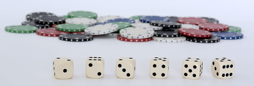 poker chips and dices