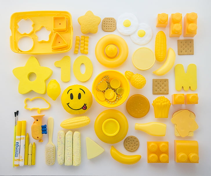 children's yellow toy lot