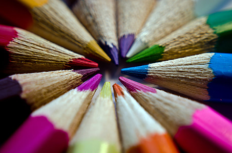 macro shot photography of color pencils