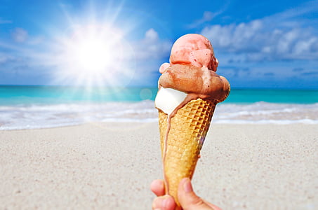 ice cream cone on beach