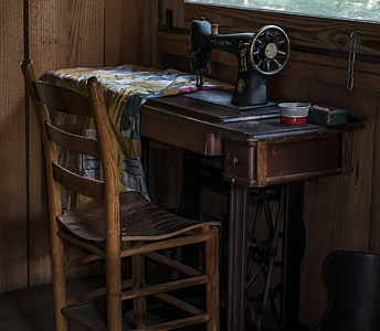 sewing machine near window