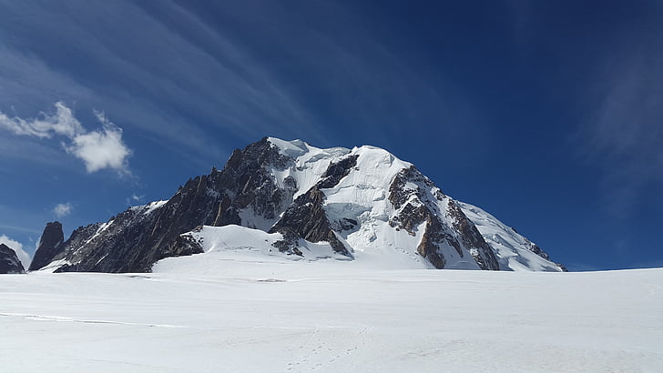 snow-covered mountain and blue sky