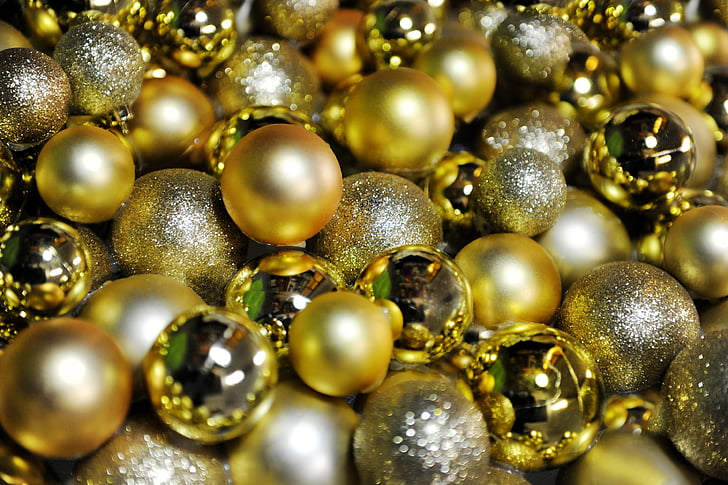 gold colored christmas ornaments