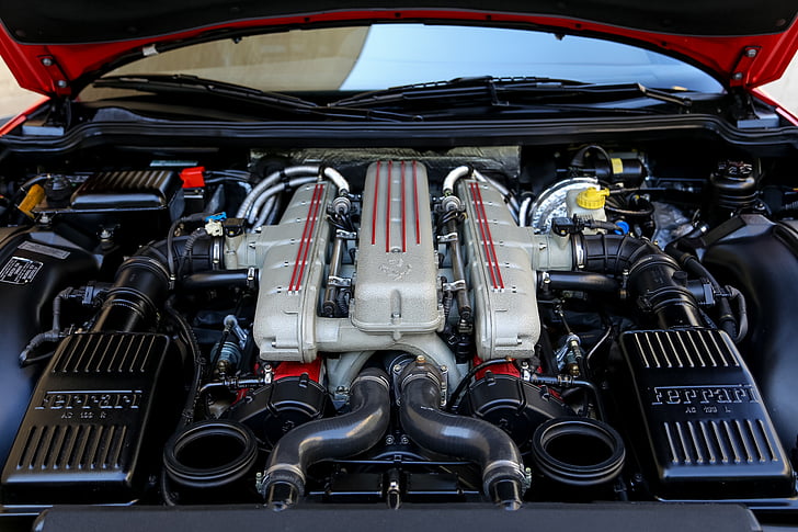 black and gray Ferrari vehicle engine