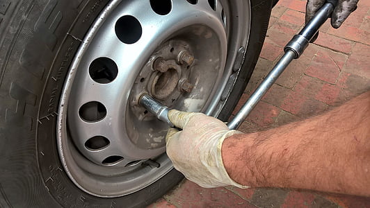 gray 5-lug vehicle wheel and tire