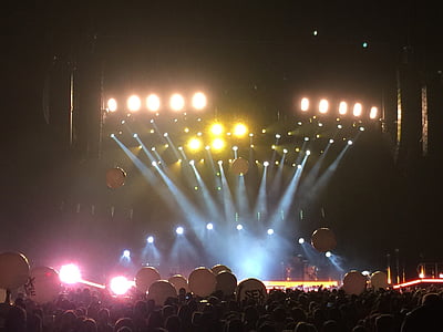 stage with lights and balloons