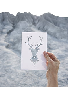 grey deer illustration on white printer paper