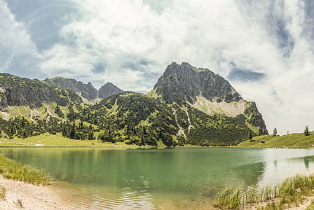 mountain and lake