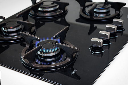 black 4-burner stove top