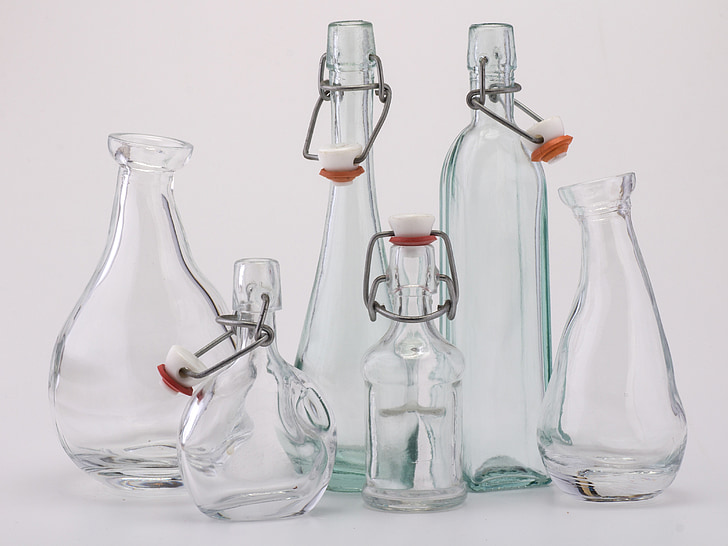 clear glass bottle and carafe lot
