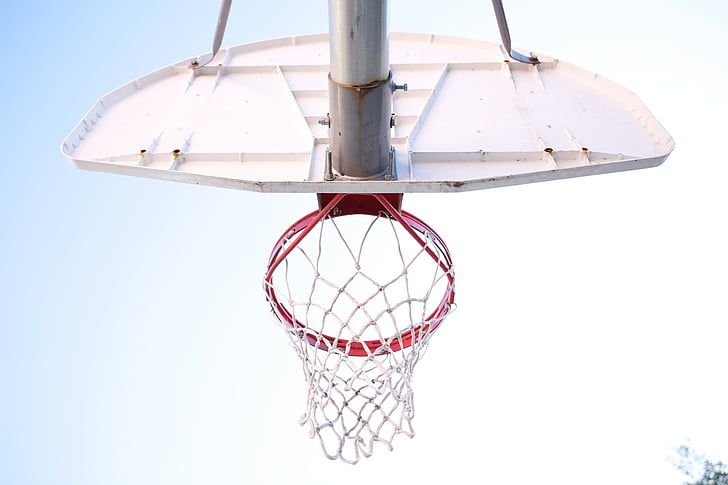 white and red basketball hoops