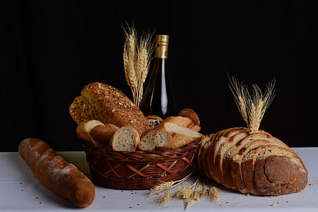 still life photography of breads