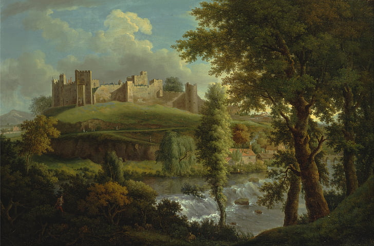 painting of palace on hill