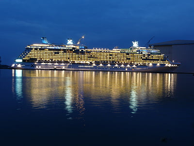 white and black cruise ship