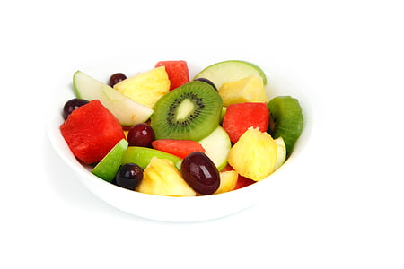 bowl of pineapple, grapes, kiwi fruit and green apple fruit