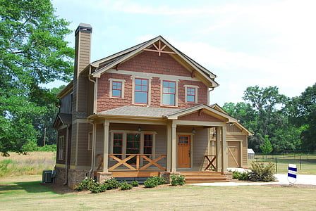 brown and beige wooden 2-storey house