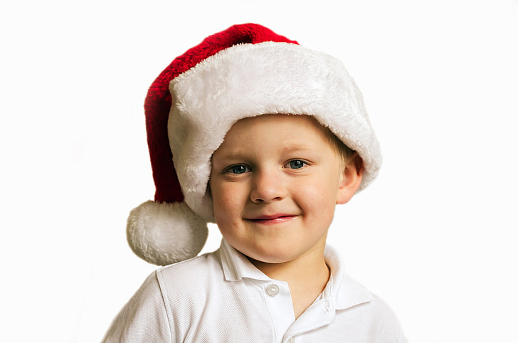 boy wearing Santa hat