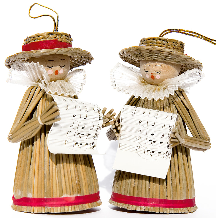 two brown wooden choir ornament