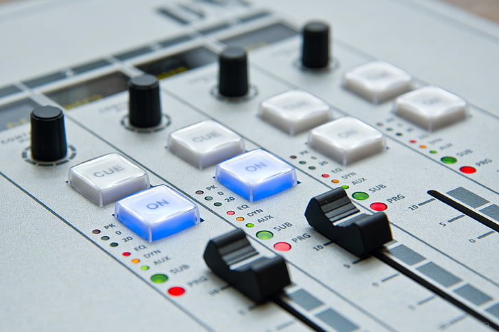 Music Mixer Equalizer Control Panel. Dj Console. White Slider
