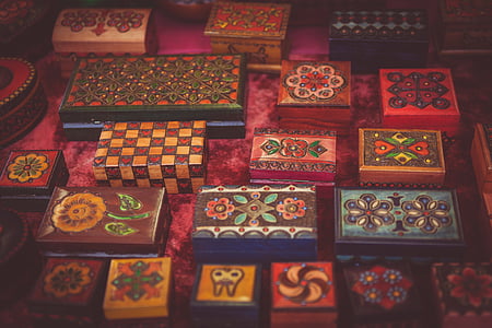 assorted-colored wooden box