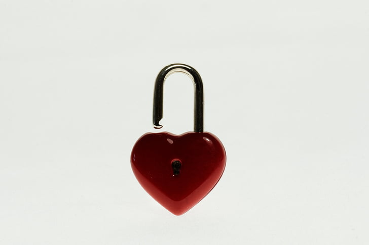 red and black heart lock