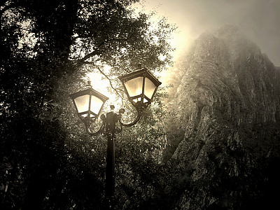 selective color photography of white lamp post