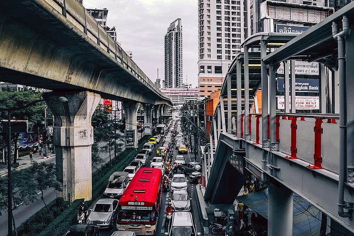landscape photography of busy city streets