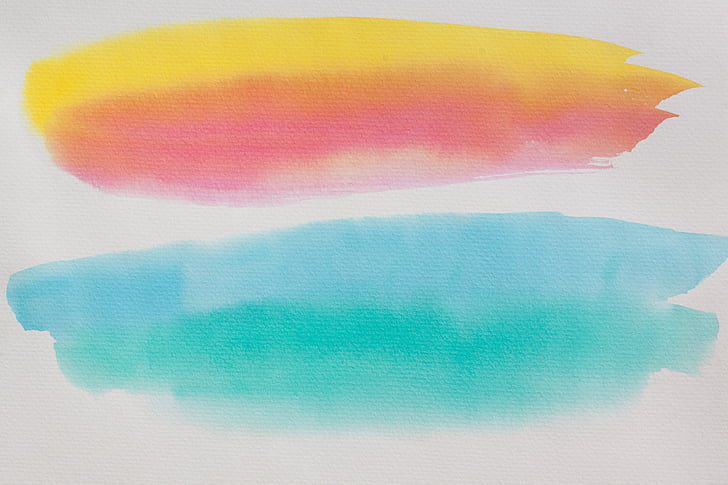 yellow, pink, and blue painting