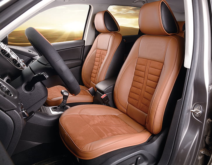 brown and black leather vehicle interior