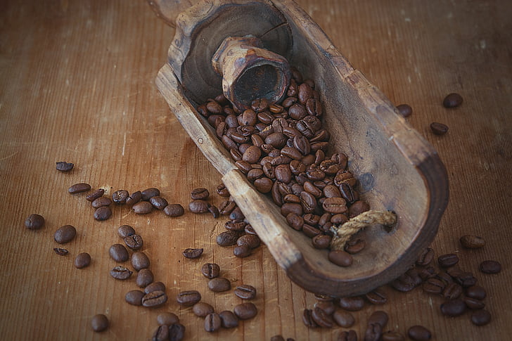 flat lay photography of brown coffee beans on brown table