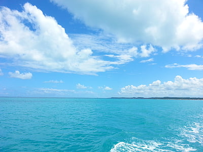 blue sky with white clouds over sea