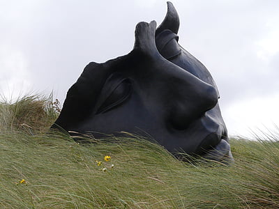 black ceramic face statue