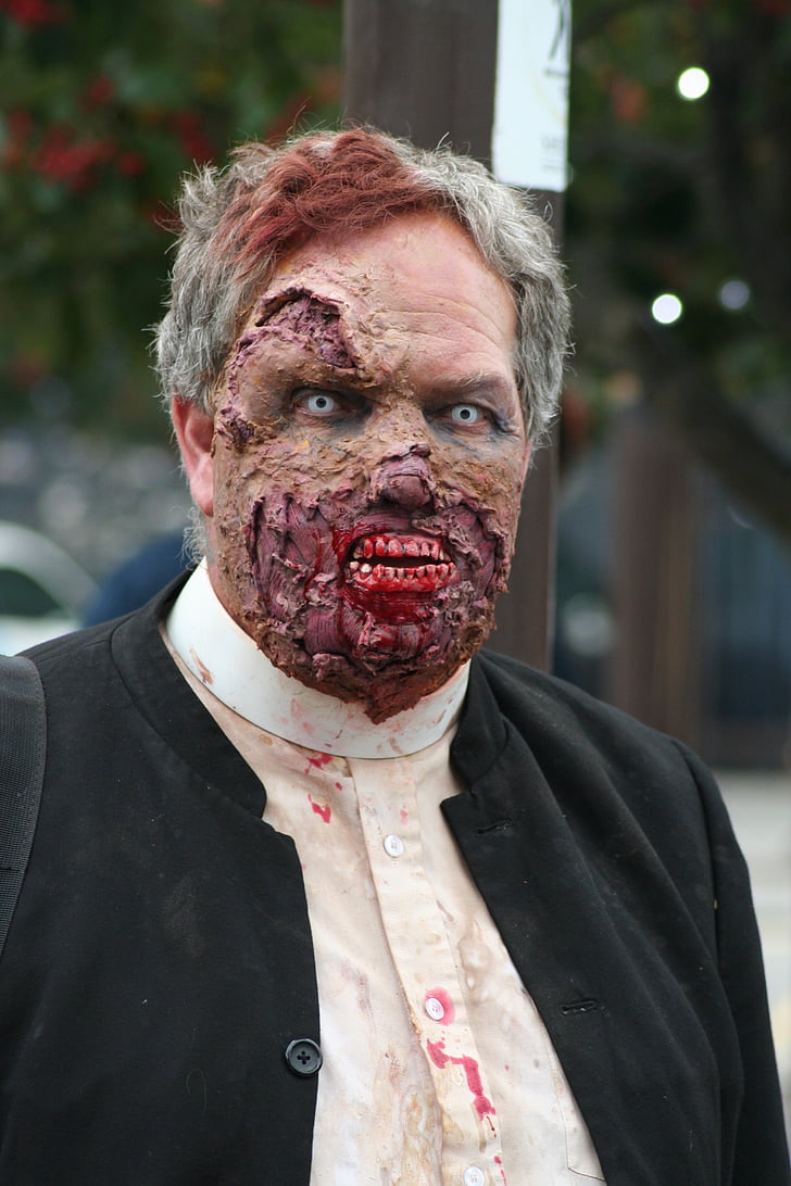 man doing zombie cosplay