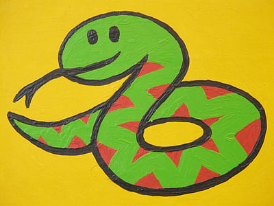 green and red snake drawing