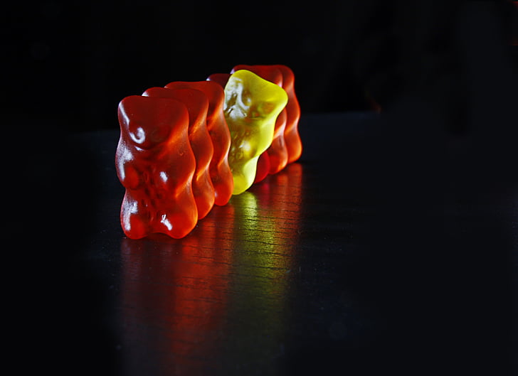 red and yellow gummy bears
