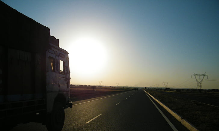 truck on asphalt road